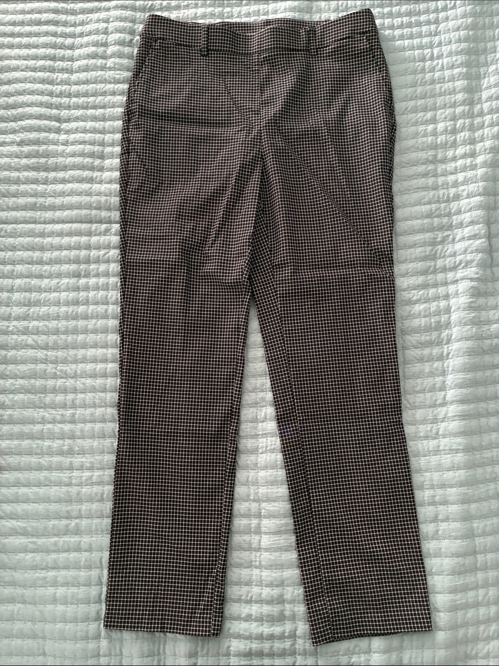 Rafaella Black & White Micro-Check Cropped Dress Pants